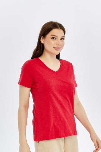 Resim Viole&More 1002 Flamlı  V Yaka Kadın T-shirt