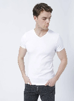 Resim Mavi V Yaka Erkek T-Shirt M063748-620