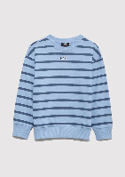 Resim Mavi Logo Baskılı Çizgili Erkek Çocuk Sweat M6S10144-90780