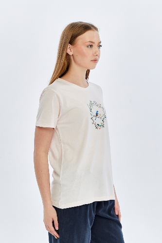 Resim Viole&More Kadın T-Shirt Yk23 Kuş Baskılı