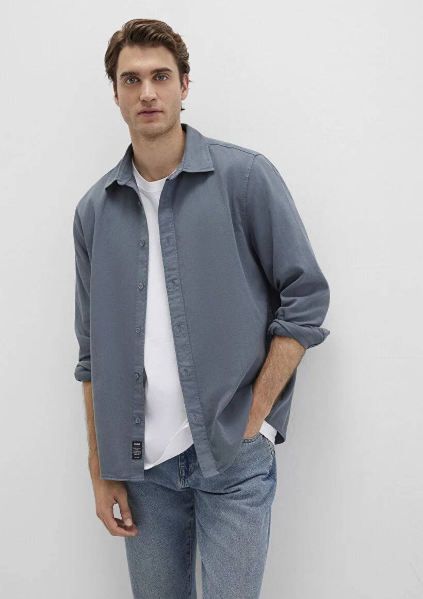 Resim Mavi Uzun Kol Erkek Gömlek M0211641-80889