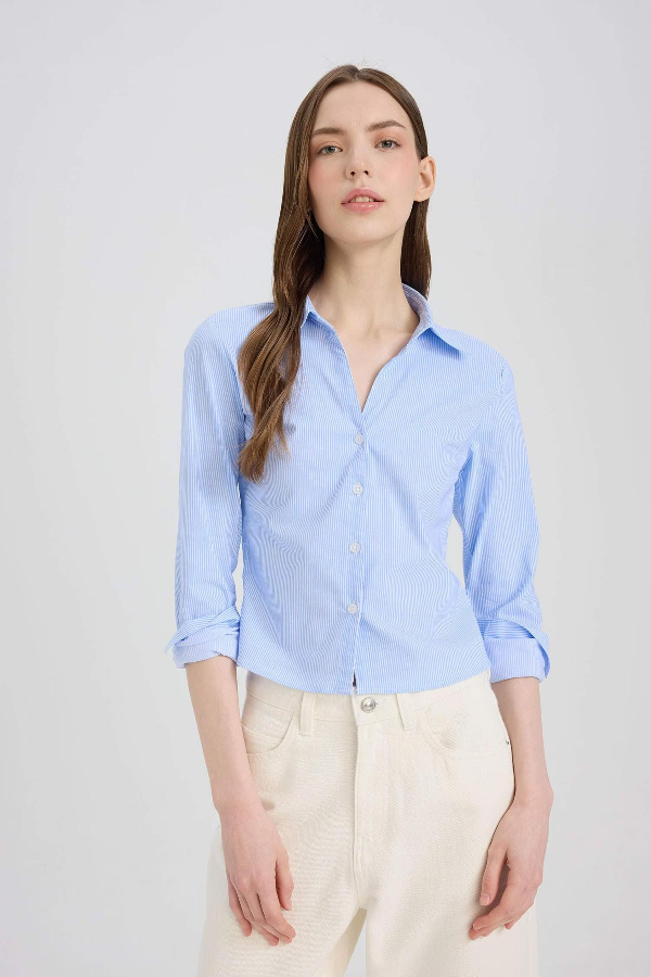 Resim Defacto Kadın Uzun Kol Gömlek D4013AX/BE552