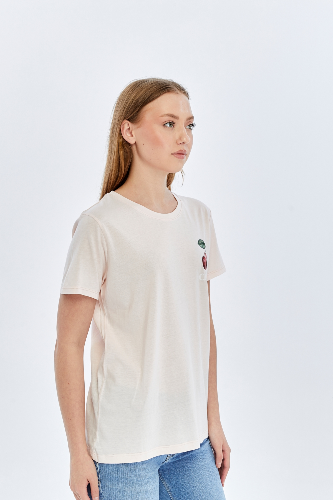 Resim Viole&More Kadın T-Shirt Yk22 Cherry Baskılı