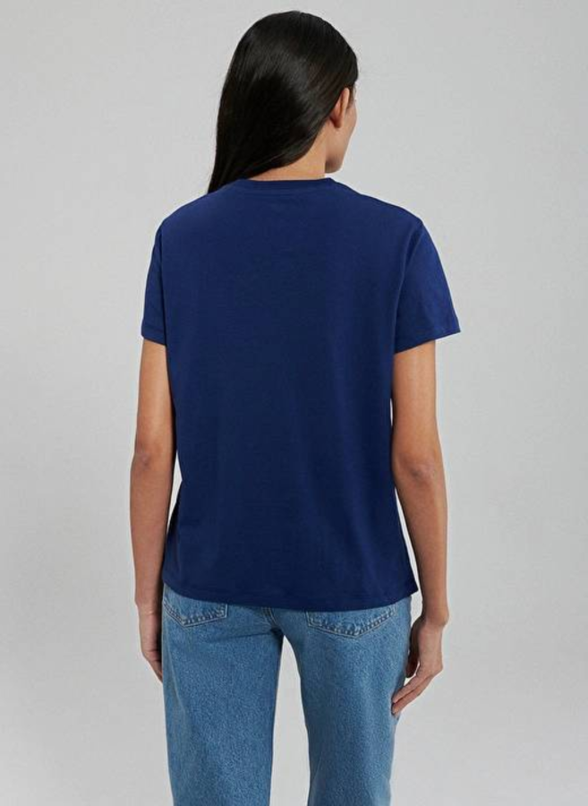 Resim Mavi Bısıklet Yaka Logo Kadın T-Shirt M1612242-70722