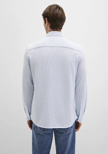 Resim Mavi Uzun Kol Erkek Gömlek M0211664-90900