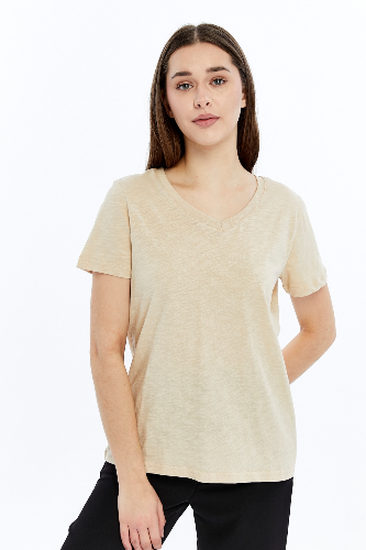 Resim Viole&More 1002 Flamlı  V Yaka Kadın T-shirt