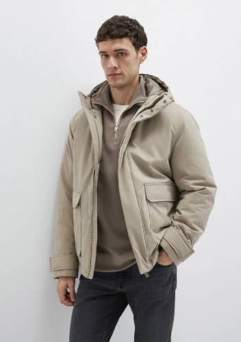 Resim Mavi Kapüşonlu Erkek Mont M0110657-70355