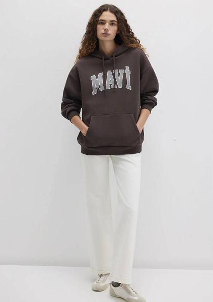 Resim Mavi Logo Kapüşonlu Kadın Sweat M1600361-70222
