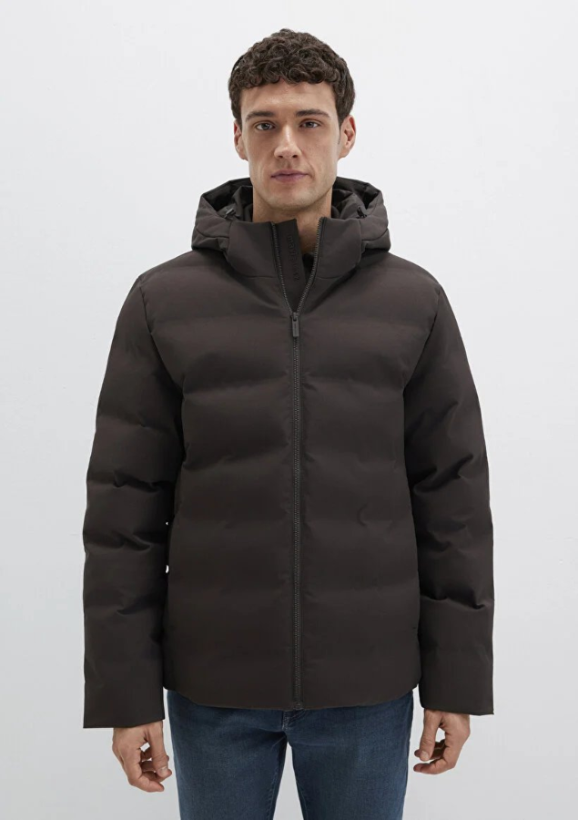 Resim Mavi Kapüşonlu Erkek Mont M0110652-70219