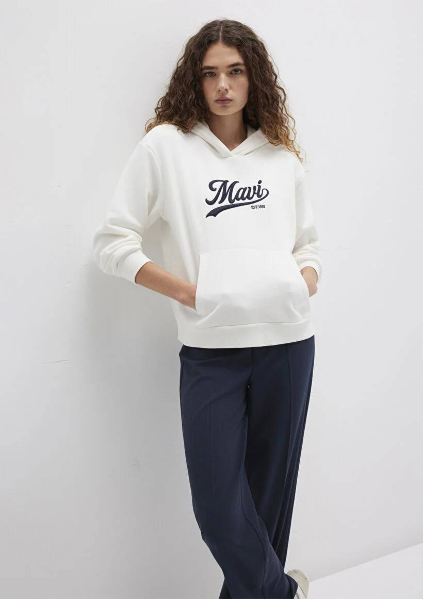 Resim Mavi Kapüşonlu Kadın Sweatshirt M1S10420-80194