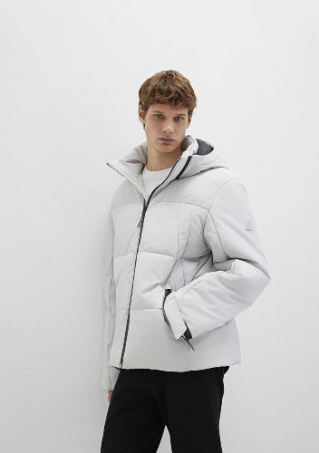 Resim Mavi Kapüşonlu Erkek Mont M0110675-70074