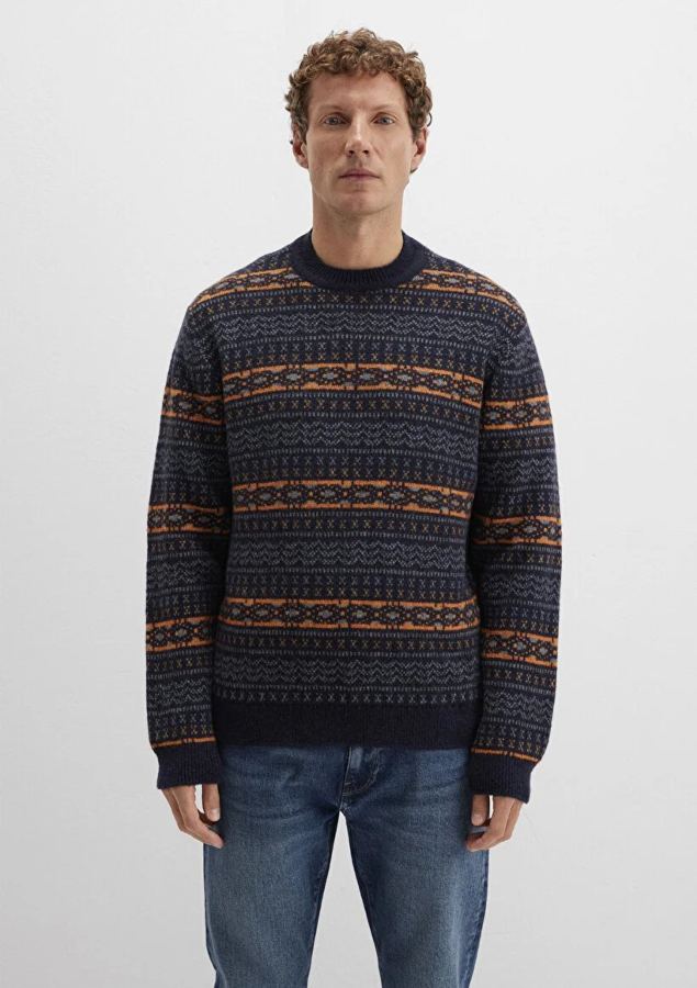 Resim Mavi Jakarlı Erkek Kazak M0710331-70497