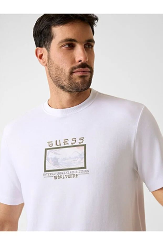 Resim Guess  Erkek  T-shirt M6GI14K2996-G011 Cn Ss Japan Small Landscape Em