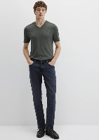 Resim Mavi Stretch V Yaka Erkek T-Shirt M061748-25752