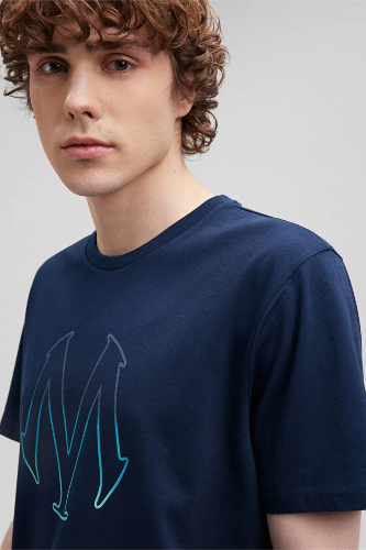 Resim Mavi Mavı Baskılı Erkek T-Shirt M0610635-70490