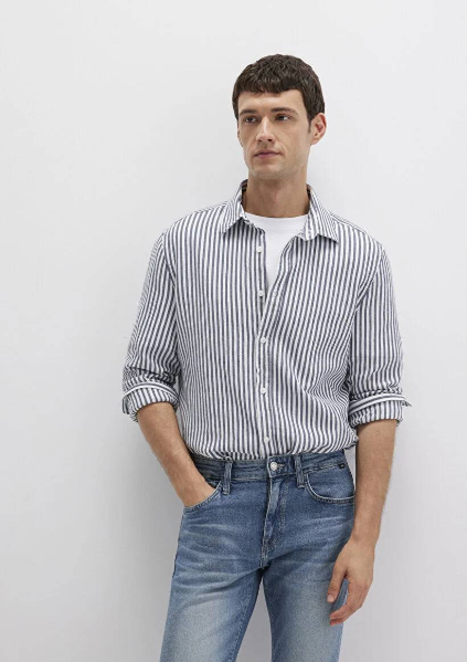 Resim Mavi Çizgili Erkek Gömlek M0211692-90911