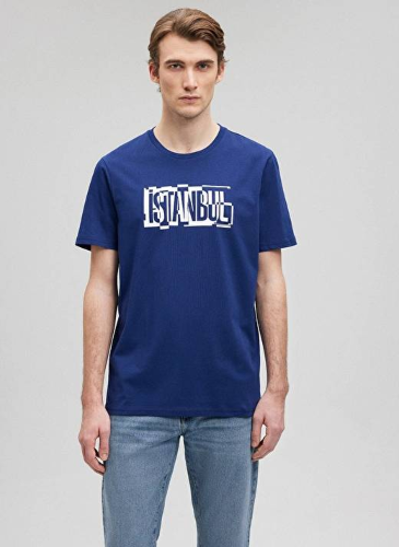 Resim Mavi İstanbul Baskılı Erkek T-Shirt M0611789-70758