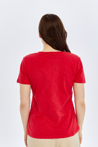 Resim Viole&More 1002 Flamlı  V Yaka Kadın T-shirt