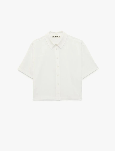 Resim Koton Kadın Kısa Kol Gömlek 6SAL60004IW