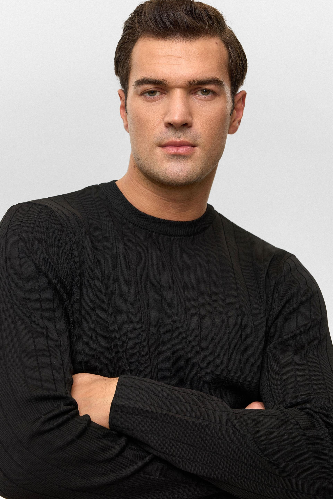 Resim Süvari Desenli O Yaka  Uzun Kol Trikol Erkek Kazak TR2013700482