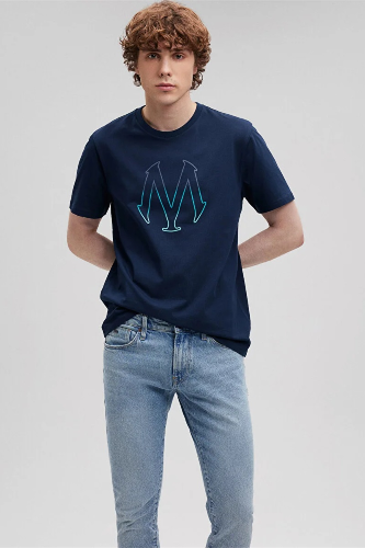 Resim Mavi Mavı Baskılı Erkek T-Shirt M0610635-70490