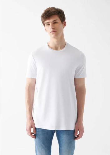 Resim Mavi Basıc Bisiklet Yaka Erkek T-Shirt M0610252-620