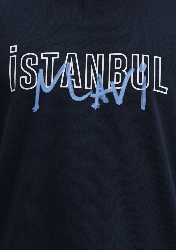 Resim Mavi İstanbul Baskılı Erkek T-Shirt M067114-34319
