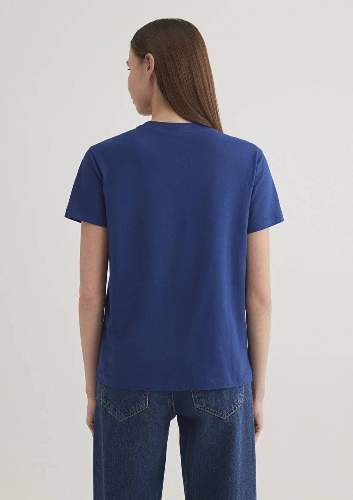 Resim Mavi Bısıklet Yaka Logo Kadın T-Shirt M1612242-70722