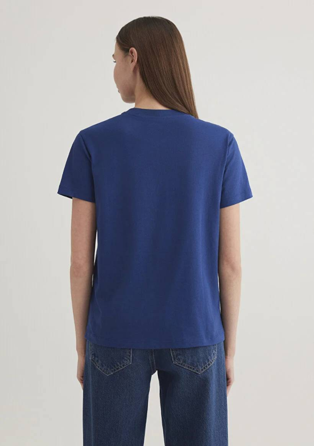 Resim Mavi Bısıklet Yaka Logo Kadın T-Shirt M1612242-70722