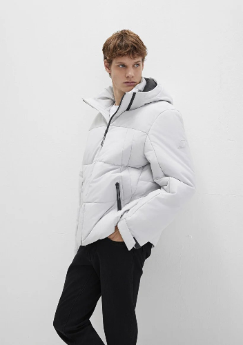 Resim Mavi Kapüşonlu Erkek Mont M0110675-70074