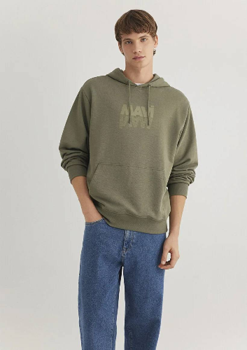 Resim Mavi Kapüşonlu Mavi Baskılı Erkek Sweat M0611317-71546