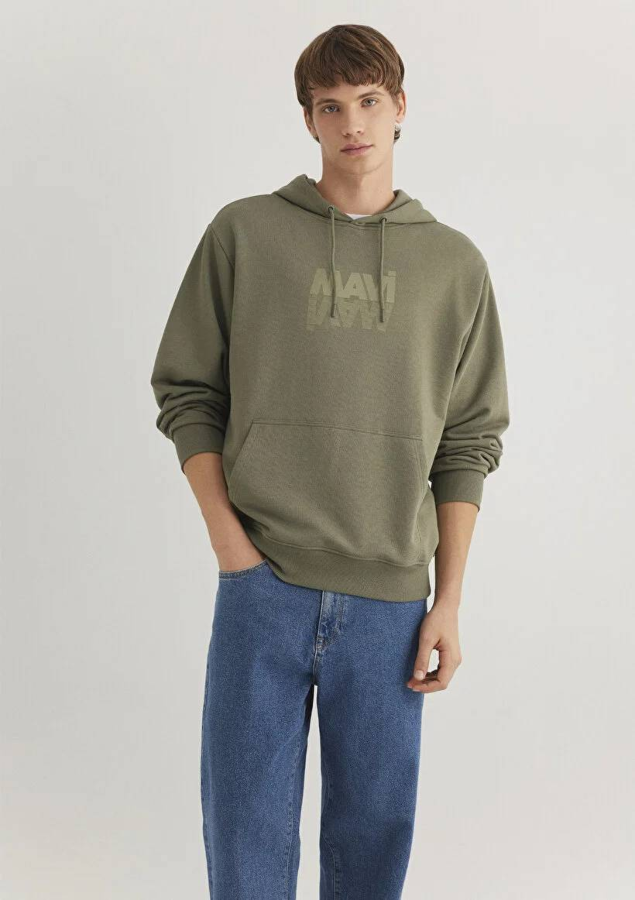 Resim Mavi Kapüşonlu Mavi Baskılı Erkek Sweat M0611317-71546