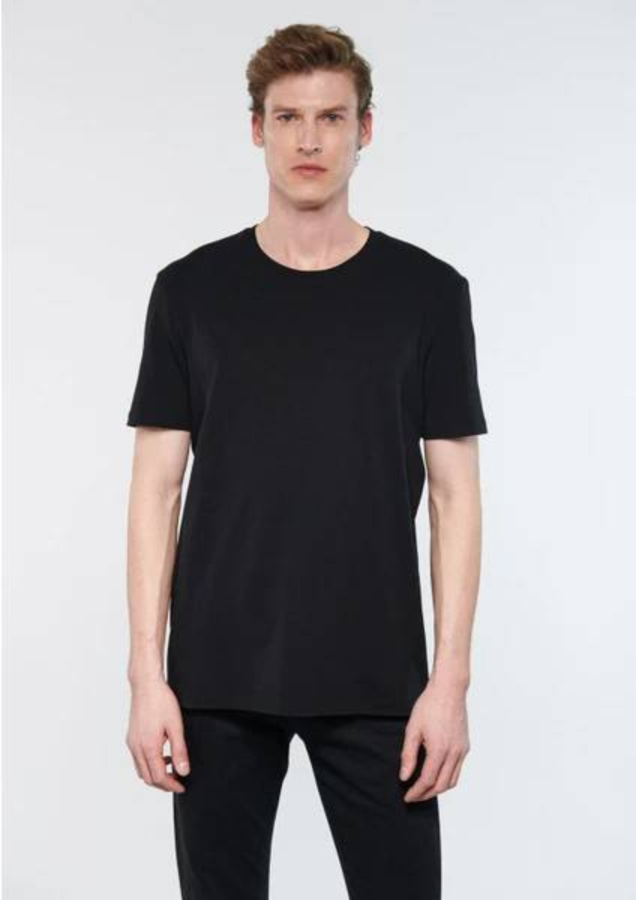 Resim Mavi Basıc Bisiklet Yaka Erkek T-Shirt M0610252-900