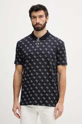 Resim Guess  Erkek  T-shirt M6GP04K3073-FBDB Ss All Over 4G Jacqaurd Polo