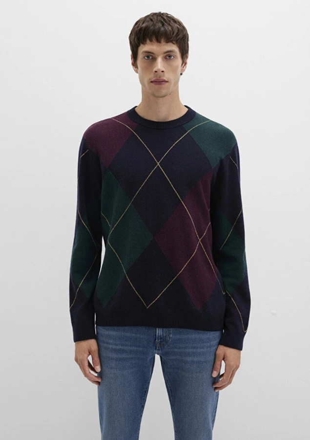 Resim Mavi Jakarlı Erkek Kazak M0710334-70497