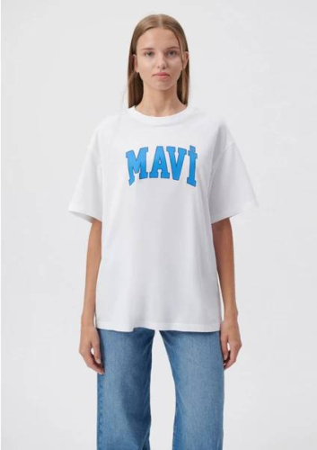 Resim Mavi Baskılı Kadın T-shirt M1600843-70000