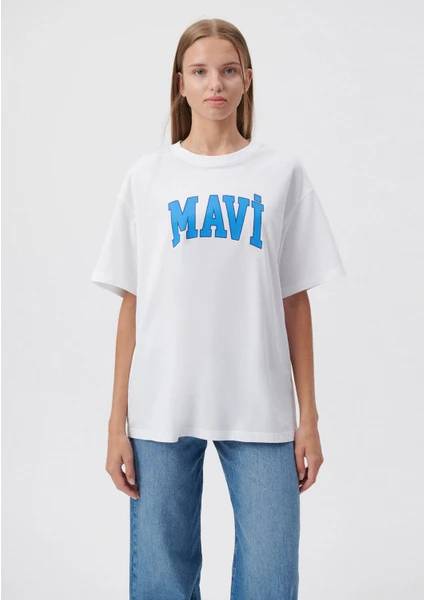Resim Mavi Baskılı Kadın T-shirt M1600843-70000
