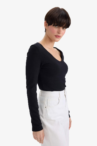 Resim Defacto Kadın T-shirt F7153AX/BK81