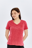 Resim Viole&More 1001 Flamlı Cepli V Yaka Kadın T-shirt