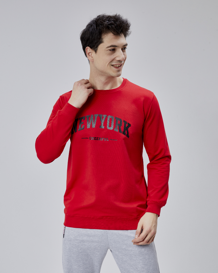 Resim Paul&More Erkek Sweat New York Baskı 0 Yaka 2 İp