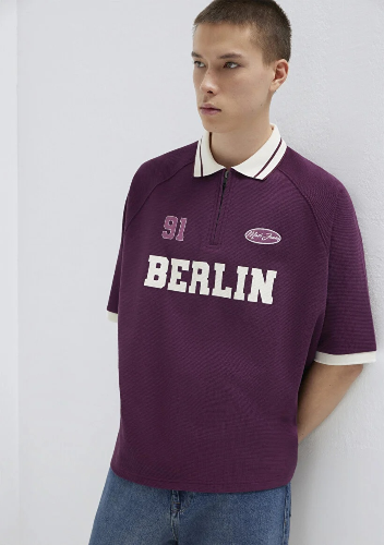 Resim Mavi Polo Yaka Erkek T-shirt M0613230-70670