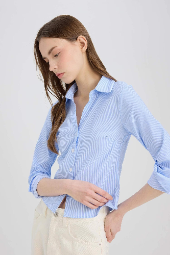 Resim Defacto Kadın Uzun Kol Gömlek D4013AX/BE552