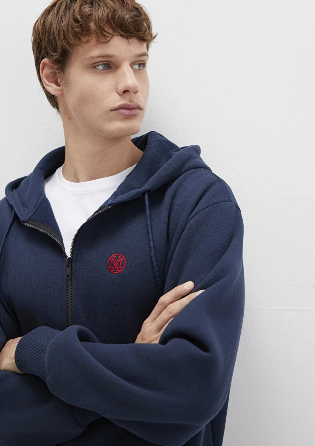 Resim Mavi Fermuarlı Erkek Sweatshirt M066979-70490