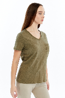 Resim Viole&More 1001 Flamlı Cepli V Yaka Kadın T-shirt