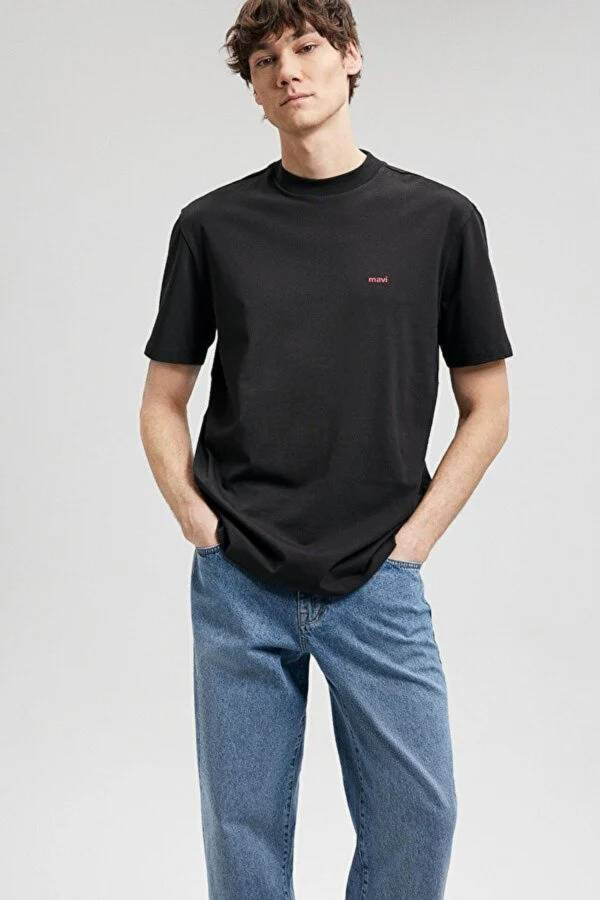 Resim Mavi Baskılı Erkek T-Shirt M0612216-900