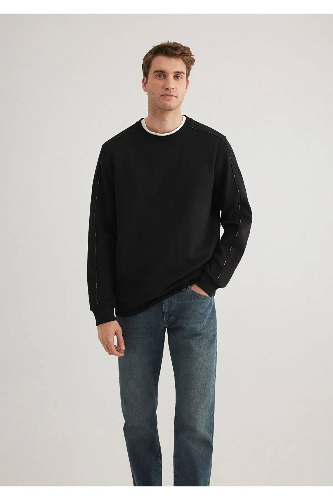 Resim Mavi Bisiklet Yaka Erkek Sweat M0S10329-900