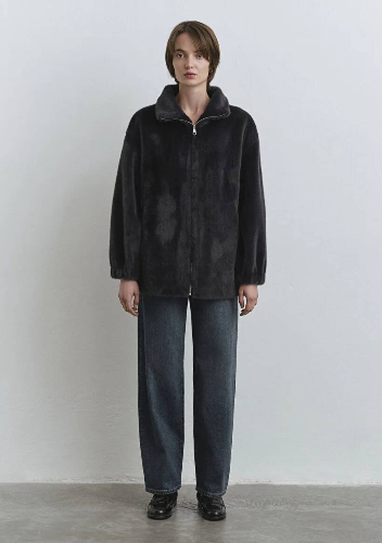 Resim Mavi Dik Yaka Kadın Mont M1110597-84671