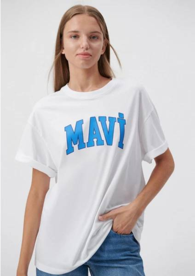Resim Mavi Baskılı Kadın T-shirt M1600843-70000