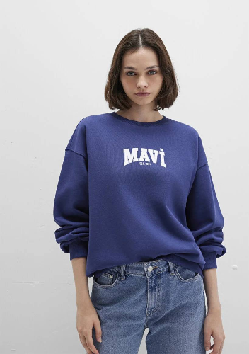 Resim Mavi Logo Baskılı Kadın Sweat M1S10372-70498