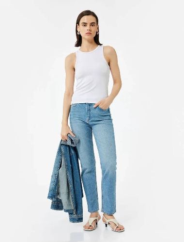 Resim Koton Kadın Jean Pantolon 6Wal40029Md